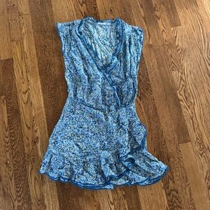 Poupette St. Barth Women’s Blue and Green Floral Dress Size Medium